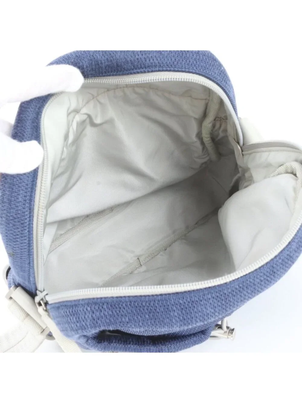 Prada Sports Mesh Leather Nylon Shoulder Bag Crossbody Messenger Navy